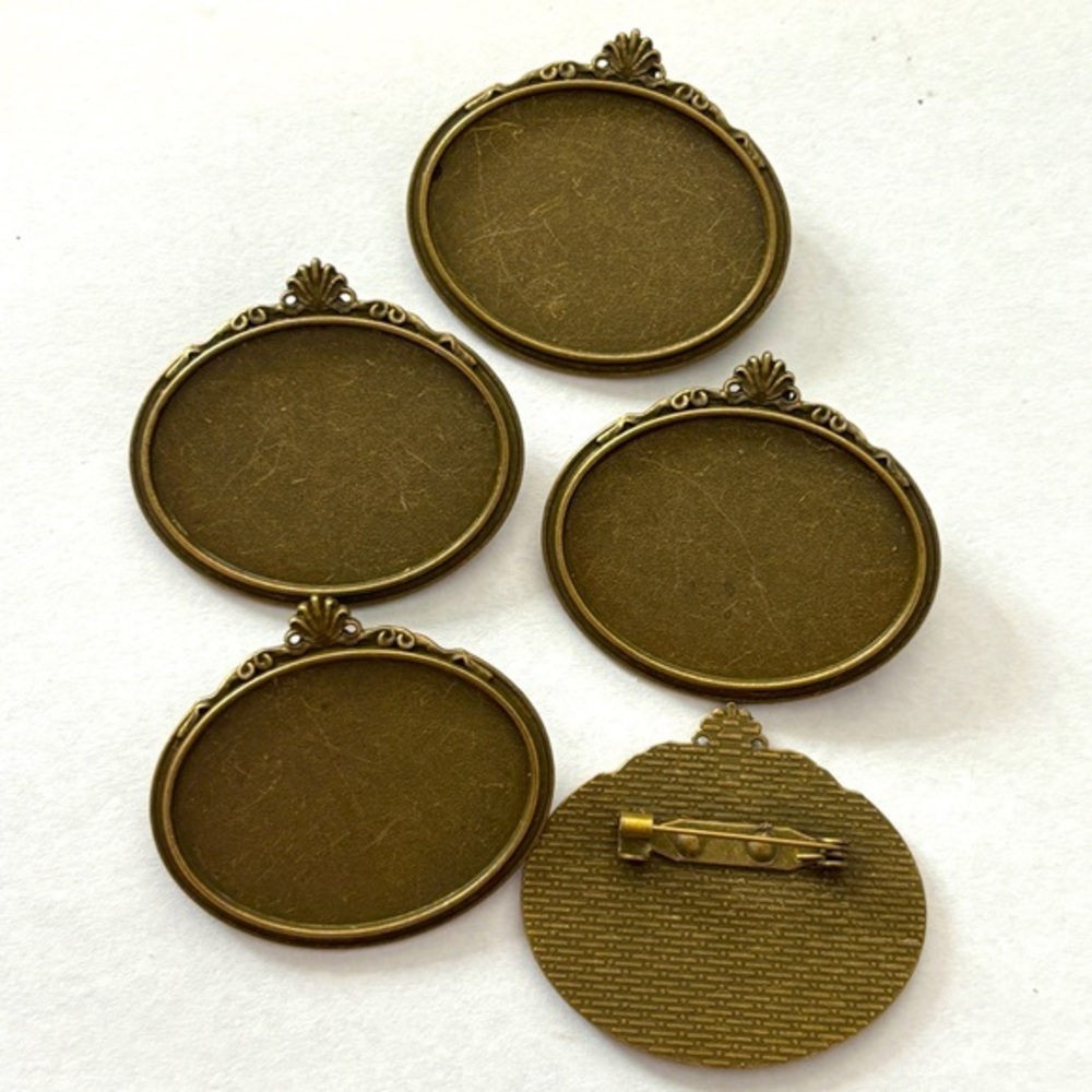 5 30mm x 40mm Brooch Bases for Cameos or Cabochons